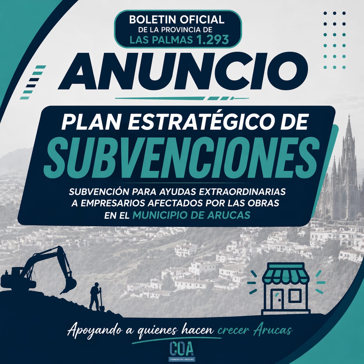 Comercios Arucas, COA informa sobre nueva línea de ayudas a empresarios locales